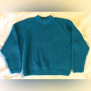 Crystal-Kobe Vintage Teal Crewneck Sweater for Women Size Large